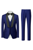 Royal Blue 3 Peças Xaile Lapela Homens Prom Suits