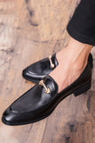 Sapatos de homens casuais de couro preto