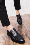Sapatos masculinos de monge de couro preto escorregadio