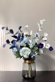 Flores de entrega de casamento de faux azul (vaso não incluído)