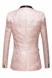 Blazer masculino rosa Lapela Shawl Jacquard