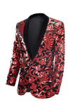 Red Sequins Padrão Floral Masculino 2 Peças Ternos