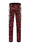 Red Sequins Padrão Floral Masculino 2 Peças Ternos