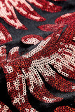 Red Sequins Padrão Floral Masculino 2 Peças Ternos