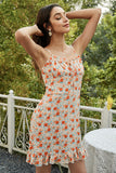 Vestido de verão de alças de espaguete colorido