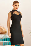 Vestido de cocktail de halter de renda preta