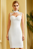 Vestido de cocktail de halter de renda preta