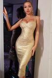 Vestido de cocktail bodycon sem mangas de ouro