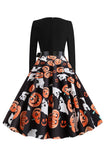 Lanterna de abóbora preta imprimir vestido de Halloween