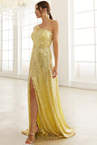 Vestido de baile lantejoulas amarelo claro lantejoulas
