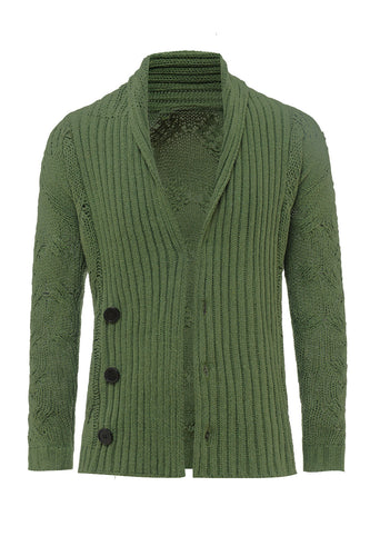 Camisola de casaco verde masculino