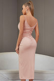 Rosa Ajustado Cintas de Espaguete Vestido de Cocktail