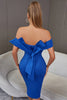 Carregar imagem no visualizador da galeria, Azul Fora do Ombro Ajustado Vestido de Cocktail