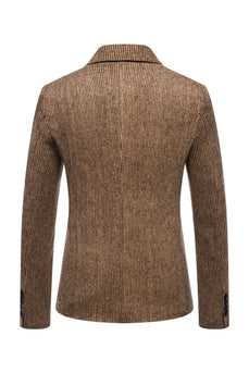 Khaki Blazer de Terno Lapela Entalhada