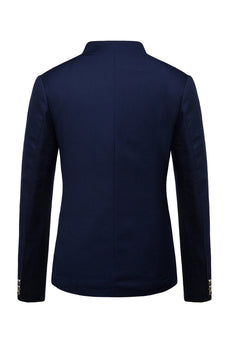 Blazer Masculino Colarinho de Pé Único Peito Azul Marinha