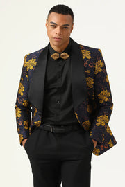 Blazer de Baile Flor Amarela Lapela Shawl Jacquard