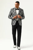Blazer de Baile Jacquard Preto e Prateado