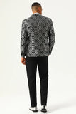 Blazer de Baile Jacquard Preto e Prateado