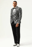 Blazer de Baile Jacquard Preto e Prateado