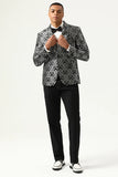 Blazer de Baile Jacquard Preto e Prateado