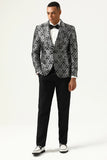 Blazer de Baile Jacquard Preto e Prateado