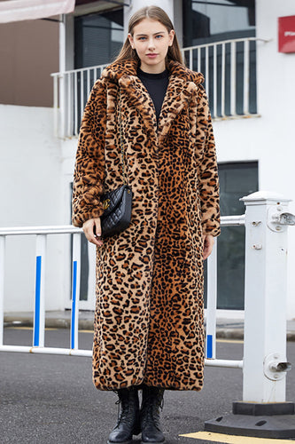 Casaco de pele falsa leopardo