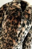 Casaco de pele falsa leopardo midi
