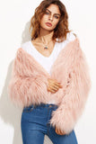 Lapela shawl rosa casaco de pele falsa