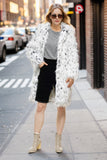 Branco Oversized Joelho Comprimento Faux Fur Shearling Coat