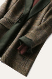Mistura de lã cinzento casaco xadrez um botão