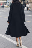 Casaco de lã com cinto preto bolsos