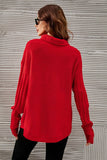 Camisola de malha colarinho alto vermelho