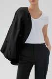 Preto Duplo Peito Lapela de Pico Blazer Feminino