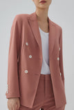 Preto Duplo Peito Lapela de Pico Blazer Feminino