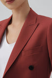 Preto Duplo Peito Lapela de Pico Blazer Feminino