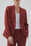 Preto Duplo Peito Lapela de Pico Blazer Feminino
