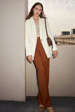 Branco Lapela Entalhada Blazer de Festa