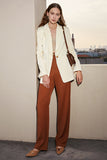 Branco Lapela Entalhada Blazer de Festa
