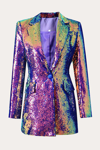 Sparkly Purple Sequins Prom Homecoming Mulheres Blazer