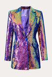 Sparkly Purple Sequins Prom Homecoming Mulheres Blazer