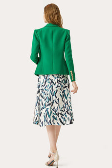 Verde Peito Duplo Pico Lapela Mulheres Prom Blazer