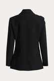 Brilhante Preto Frisado Notched Lapela Mulheres Prom Blazer