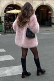 Rosa Frontal Aberta Shearling Faux Fur Long Shaggy Coat