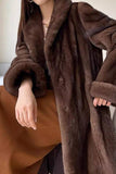 Café Frente Aberta Faux Fur Mulheres Longas Casaco Fofo