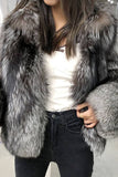 Pescoço de lapela cinzento Shearling Cropped Faux Fur Coat