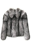 Pescoço de lapela cinzento Shearling Cropped Faux Fur Coat