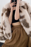Khaki Xale Lapela Midi Faux Fur Shearling Casaco