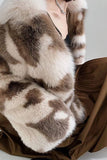 Khaki Xale Lapela Midi Faux Fur Shearling Casaco
