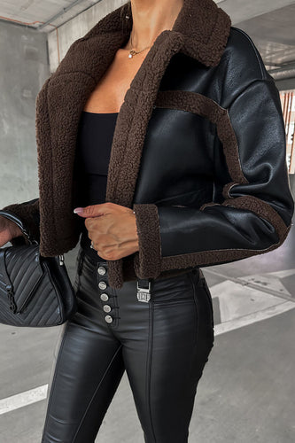 Fivela de lã preta engrossada jaqueta curta