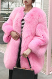 Hot Pink Xaile Lapela Oversized Faux Fur Women Coat